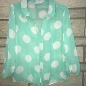 Boutique Brand Xtaren Mint Polka Dotted Blouse
